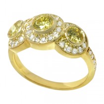 White & Yellow Diamond Three-Stone Ring in 14k Yellow Gold (1.7 ctw)