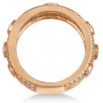 Vintage Bezel & Pave-Set Diamond Ring Band 14k Rose Gold (1.85ct)