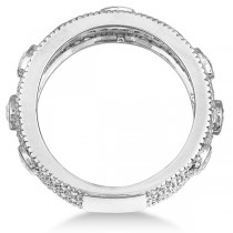 Vintage Bezel & Pave-Set Diamond Ring Band 14k White Gold (1.85ct)