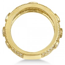 Vintage Bezel & Pave-Set Diamond Ring Band 14k Yellow Gold (1.85ct)
