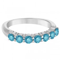 Seven-Stone Fancy Blue Diamond Ring Band 14k White Gold (1.00ct)