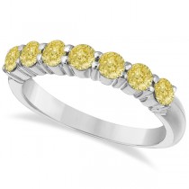 Seven-Stone Fancy Yellow Diamond Ring Band 14k White Gold (1.00ct)