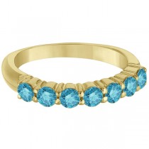 Seven-Stone Fancy Blue Diamond Ring Band 14k Yellow Gold (1.00ct)