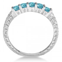 Five-Stone Fancy Blue Color Diamond Ring Band 14k White Gold (0.50ct)