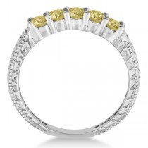 Five-Stone Fancy Yellow Diamond Ring Band 14k White Gold (0.50ct)