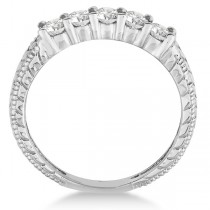 Five-Stone Vintage Filigree Diamond Ring Band 14k White Gold (0.50ct)