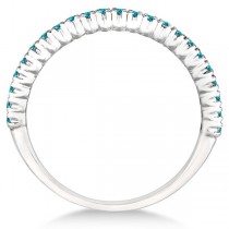 Half-Eternity Pave-Set Blue Diamond Stacking Ring Palladium (0.25ct)