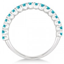 Half-Eternity Pave-Set Blue Diamond Stacking Ring Palladium (0.75ct)