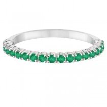 Half-Eternity Pave-set Thin Emerald Stacking Ring Palladium (0.65ct)