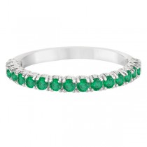 Half-Eternity Pave-set Emerald Stacking Ring Palladium (0.95ct)