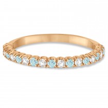 Aquamarine & Diamond Wedding Band Anniversary Ring in 14k Rose Gold (0.50ct)