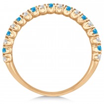 Blue Topaz & Diamond Wedding Band Anniversary Ring in 14k Rose Gold (0.50ct)