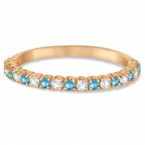 Blue Topaz & Diamond Wedding Band Anniversary Ring in 14k Rose Gold (0.50ct)