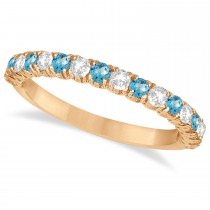 Blue Topaz & Diamond Wedding Band Anniversary Ring in 14k Rose Gold (0.75ct)
