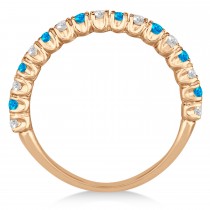 Blue Topaz & Diamond Wedding Band Anniversary Ring in 14k Rose Gold (0.75ct)