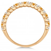 Citrine & Diamond Wedding Band Anniversary Ring in 14k Rose Gold (0.50ct)