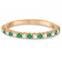 Emerald & Diamond Wedding Band Anniversary Ring in 14k Rose Gold (0.50ct)