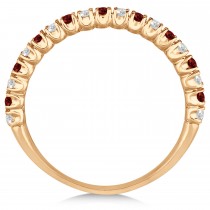 Garnet & Diamond Wedding Band Anniversary Ring in 14k Rose Gold (0.50ct)