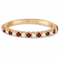 Garnet & Diamond Wedding Band Anniversary Ring in 14k Rose Gold (0.50ct)