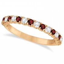 Garnet & Diamond Wedding Band Anniversary Ring in 14k Rose Gold (0.75ct)