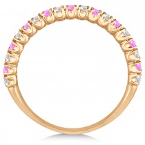 Pink Sapphire & Diamond Wedding Band Anniversary Ring in 14k Rose Gold (0.50ct)
