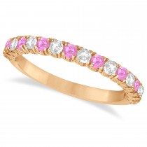 Pink Sapphire & Diamond Wedding Band Anniversary Ring in 14k Rose Gold (0.75ct)