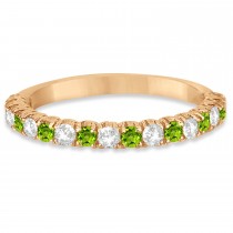 Peridot & Diamond Wedding Band Anniversary Ring in 14k Rose Gold (0.75ct)