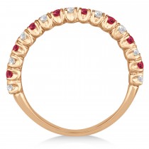 Ruby & Diamond Wedding Band Anniversary Ring in 14k Rose Gold (0.75ct)