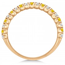 Yellow Sapphire & Diamond Wedding Band Anniversary Ring in 14k Rose Gold (0.50ct)