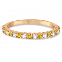 Yellow Sapphire & Diamond Wedding Band Anniversary Ring in 14k Rose Gold (0.50ct)