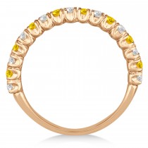 Yellow Sapphire & Diamond Wedding Band Anniversary Ring in 14k Rose Gold (0.75ct)
