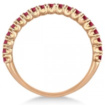 Half-Eternity Pave-set Thin Ruby Stacking Ring 14k Rose Gold (0.65ct)