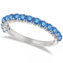 Fancy Blue Diamond Ring Anniversary Band in 14k White Gold (1.00ct)