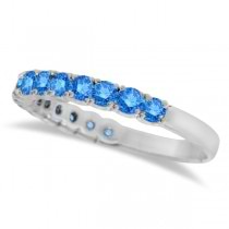 Fancy Blue Diamond Ring Anniversary Band in 14k White Gold (1.00ct)