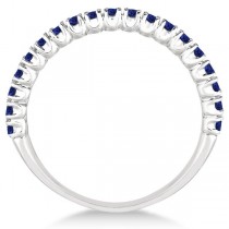 Half-Eternity Pave Thin Blue Sapphire Stack Ring 14k White Gold (0.65ct)