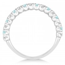 Aquamarine & Diamond Wedding Band Anniversary Ring in 14k White Gold (0.75ct)
