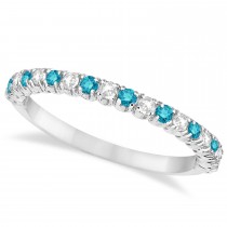 Blue & White Diamond Wedding Band Anniversary Ring in 14k White Gold (0.50ct)