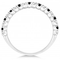 Black & White Diamond Wedding Band Anniversary Ring in 14k White Gold (0.50ct)