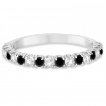 Black & White Diamond Wedding Band Anniversary Ring in 14k White Gold (0.75ct)