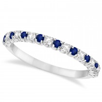 Blue Sapphire & Diamond Wedding Band Anniversary Ring in 14k White Gold (0.50ct)