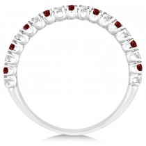 Garnet & Diamond Wedding Band Anniversary Ring in 14k White Gold (0.50ct)