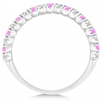 Pink Sapphire & Diamond Wedding Band Anniversary Ring in 14k White Gold (0.50ct)