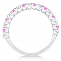 Pink Sapphire & Diamond Wedding Band Anniversary Ring in 14k White Gold (0.75ct)