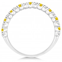 Yellow Sapphire & Diamond Wedding Band Anniversary Ring in 14k White Gold (0.50ct)