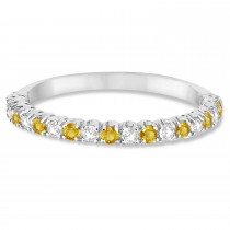 Yellow Sapphire & Diamond Wedding Band Anniversary Ring in 14k White Gold (0.50ct)