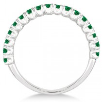 Half-Eternity Pave-set Emerald Stacking Ring 14k White Gold (0.95ct)
