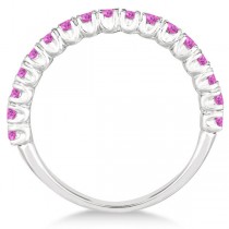 Half-Eternity Pave Pink Sapphire Stacking Ring 14k White Gold (0.95ct)