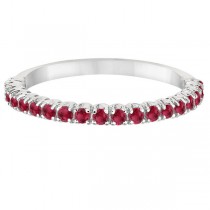 Half-Eternity Pave-set Thin Ruby Stacking Ring 14k White Gold (0.65ct)