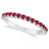 Half-Eternity Pave-set Ruby Stacking Ring 14k White Gold (0.95ct)