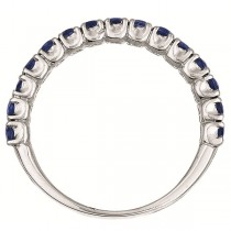 Blue Sapphire Semi-Eternity Ring  Band 14k White Gold (1.09ct)